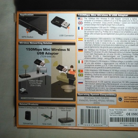 TRENDnet 150 Mbps Mini Wireless N USB Adapter; Model: TEW-648UB-Last ONE - Picture 3 of 14